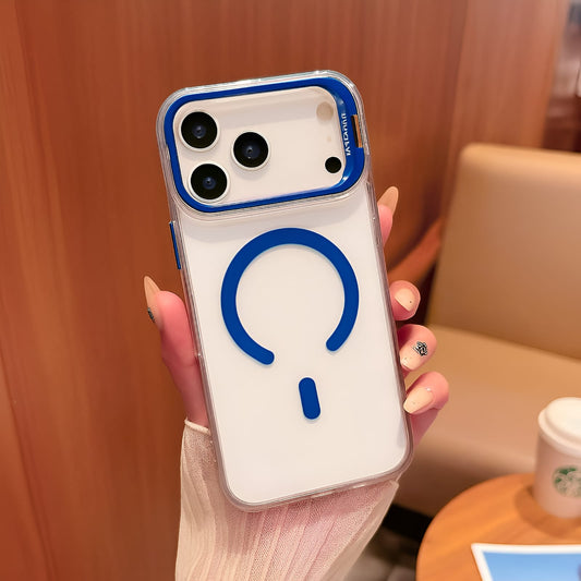 Transparent MagSafe Compatible Case for IPhone 17 Pro with Metal Camera Ring (BLUE)