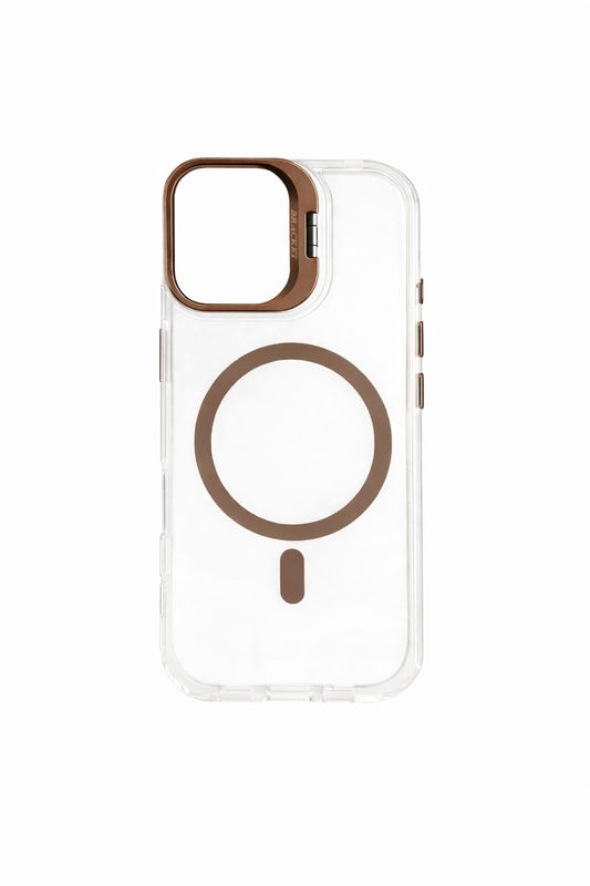 Transparent MagSafe Compatible Case for IPhone 17 with Metal Camera Ring (BROWN)
