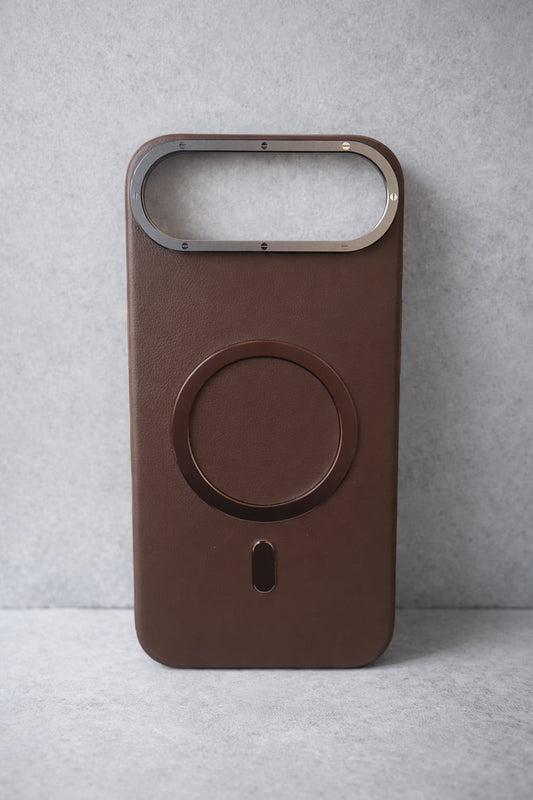 Compatible with IPhone 17 Air PU Leather MagSafe Case – Premium Magnetic Slim Cover (BROWN)