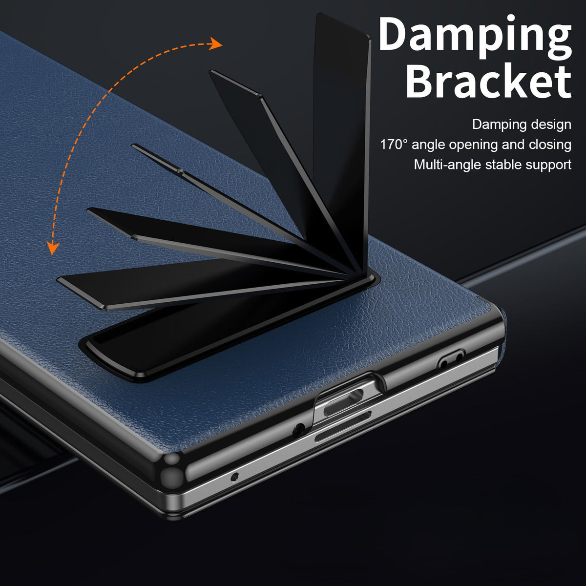 Compatible with Samsung Galaxy Z Fold 6 Kickstand PU Leather Case | NAVY BLUE