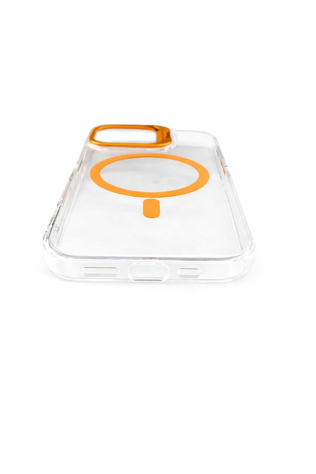 Transparent MagSafe Compatible Case for IPhone 17 with Metal Camera Ring (ORANGE)