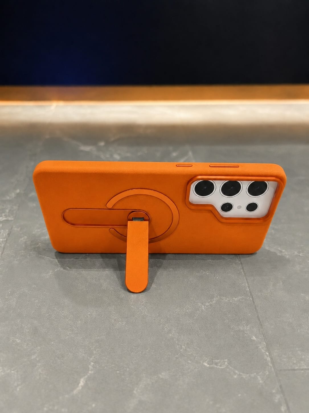 Compatible with Samsung Galaxy S24 Ultra Magnetic Kickstand Case – Premium Matte Back Cover (ORANGE)