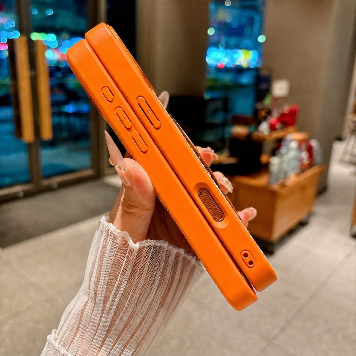 Luxury Crystal Magnetic Kickstand Case Compatible with IPhone 16 (ORANGE)