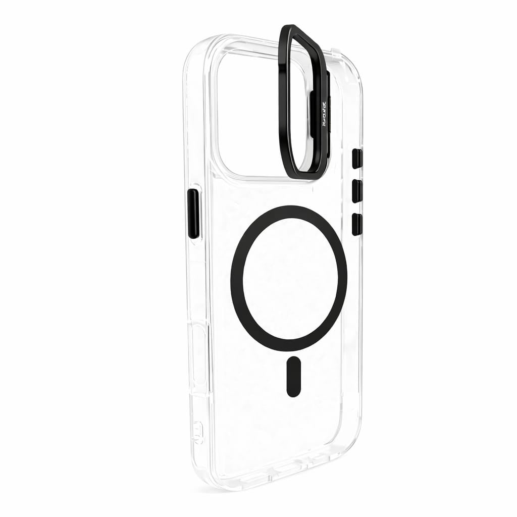 Transparent MagSafe Compatible Case for IPhone 17 with Metal Camera Ring (BLACK)