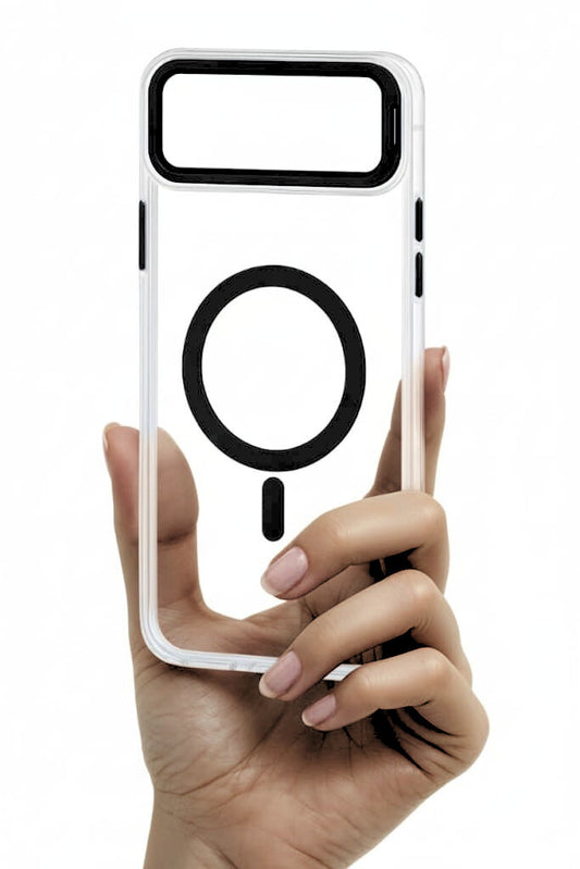 Transparent MagSafe Compatible Case for IPhone 17 Air with Metal Camera Ring (BLACK)