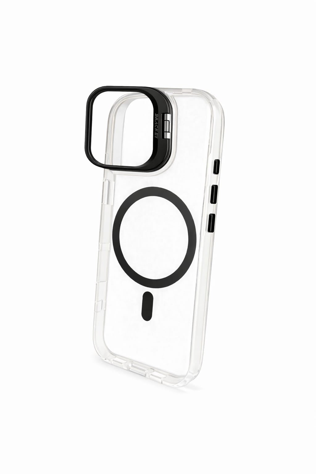 Transparent MagSafe Compatible Case for IPhone 17 with Metal Camera Ring (BLACK)