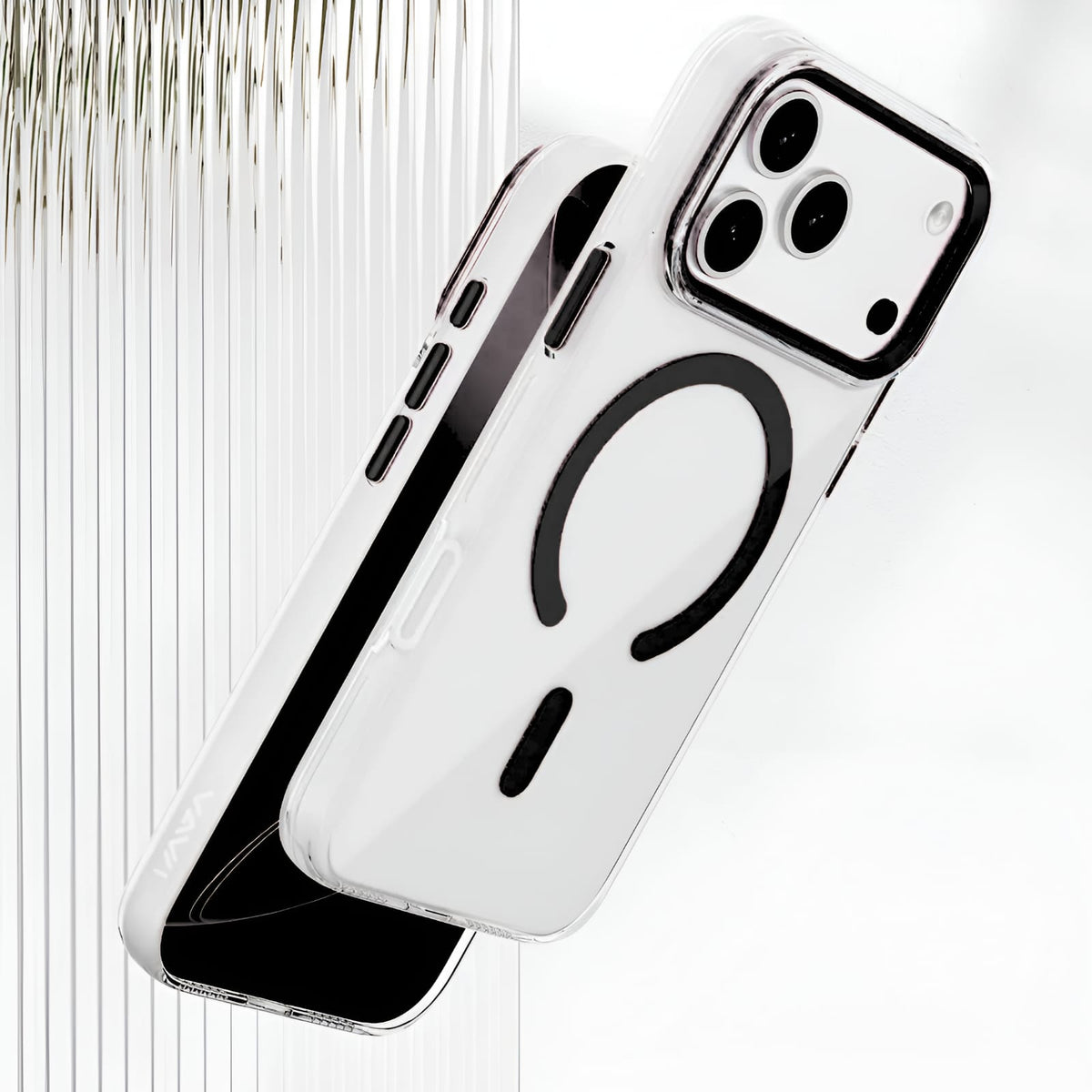 Transparent MagSafe Compatible Case for IPhone 17 Pro Max with Metal Camera Ring (BLACK)