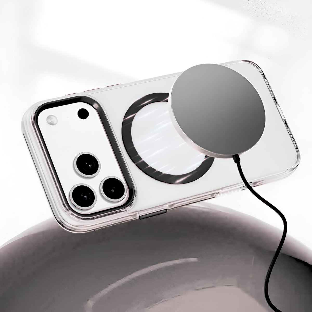 Transparent MagSafe Compatible Case for IPhone 17 Pro Max with Metal Camera Ring (BLACK)