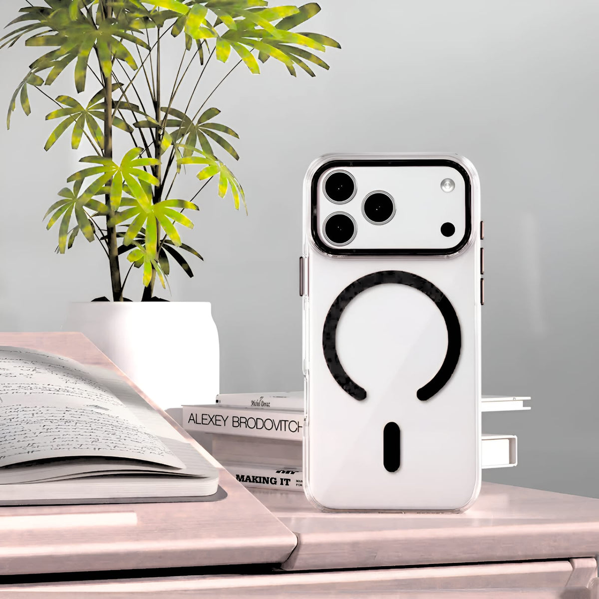 Transparent MagSafe Compatible Case for IPhone 17 Pro with Metal Camera Ring (BLACK)