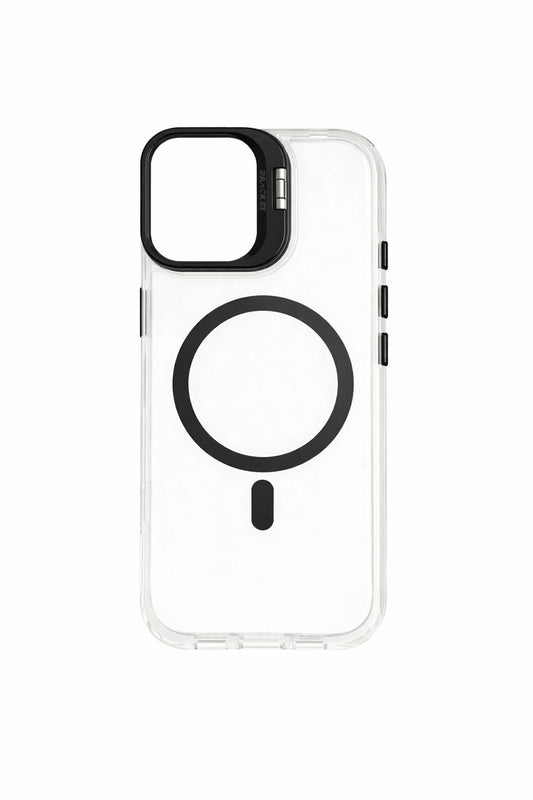 Transparent MagSafe Compatible Case for IPhone 17 with Metal Camera Ring (BLACK)