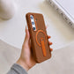 Compatible with Samsung Galaxy S25 Magnetic Kickstand Case – Premium Matte Back Cover (BROWN)