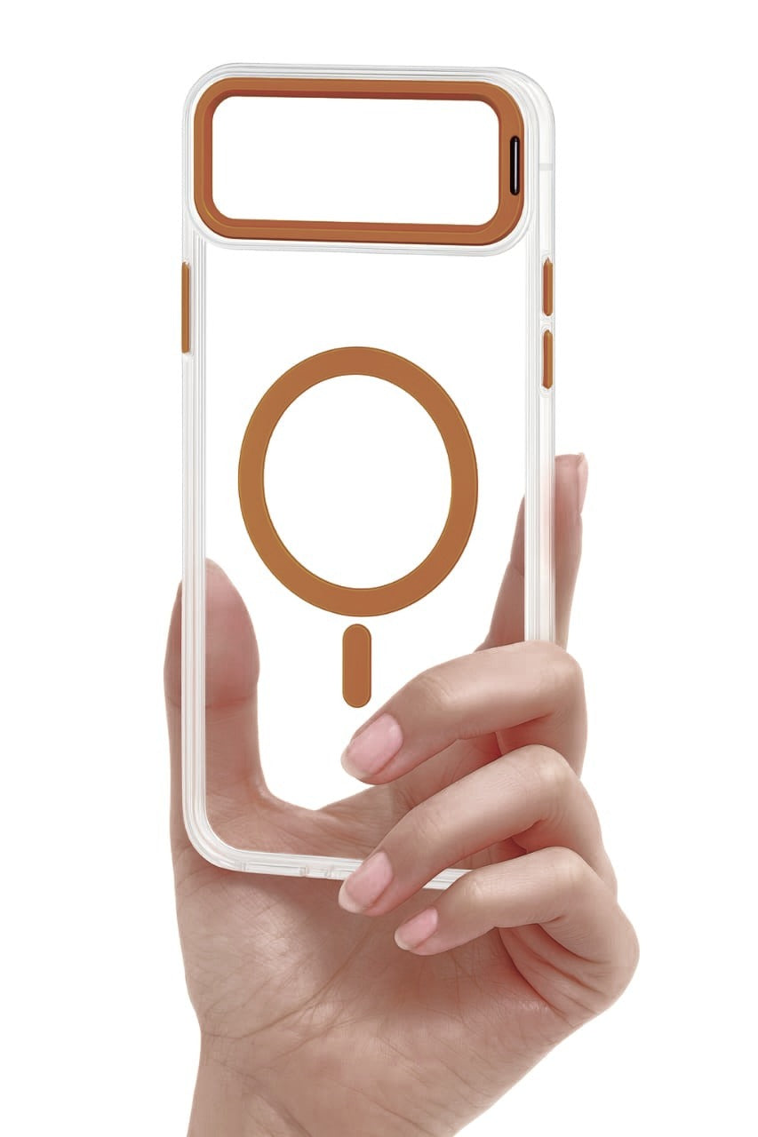 Transparent MagSafe Compatible Case for IPhone 17 Air with Metal Camera Ring (BROWN)