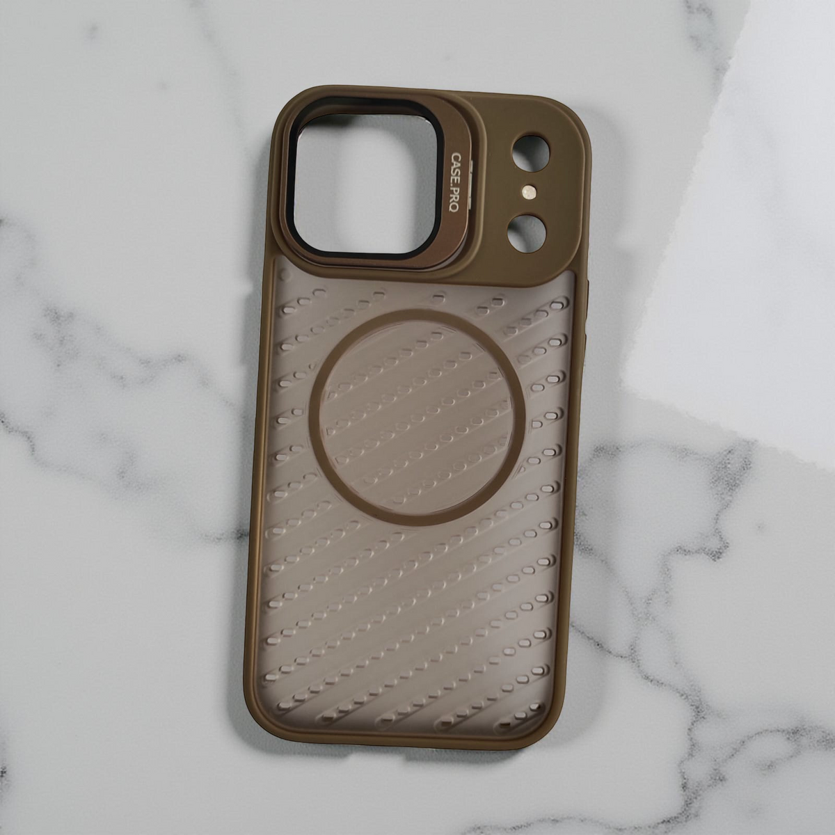 Compatible with IPhone 17 Pro Shockproof Transparent Frosted PC Magnetic Magsafe Case | BROWN