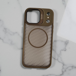 Compatible with IPhone 17 Pro Shockproof Transparent Frosted PC Magnetic Magsafe Case | BROWN