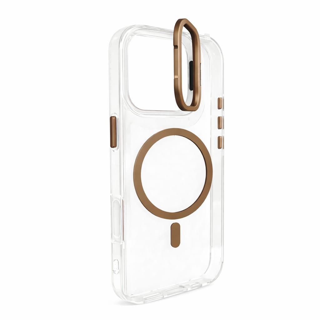 Transparent MagSafe Compatible Case for IPhone 17 with Metal Camera Ring (BROWN)