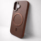 Compatible with IPhone 16 PU Leather MagSafe Case – Premium Magnetic Slim Cover (BROWN)