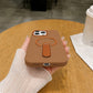 Premium PU Leather Kickstand Magnetic Case Compatible with IPhone 15 Pro | BROWN