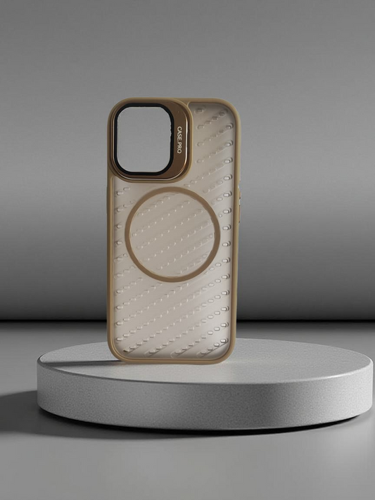 Compatible with IPhone 17 Shockproof Transparent Frosted PC Magnetic Magsafe Case | BROWN