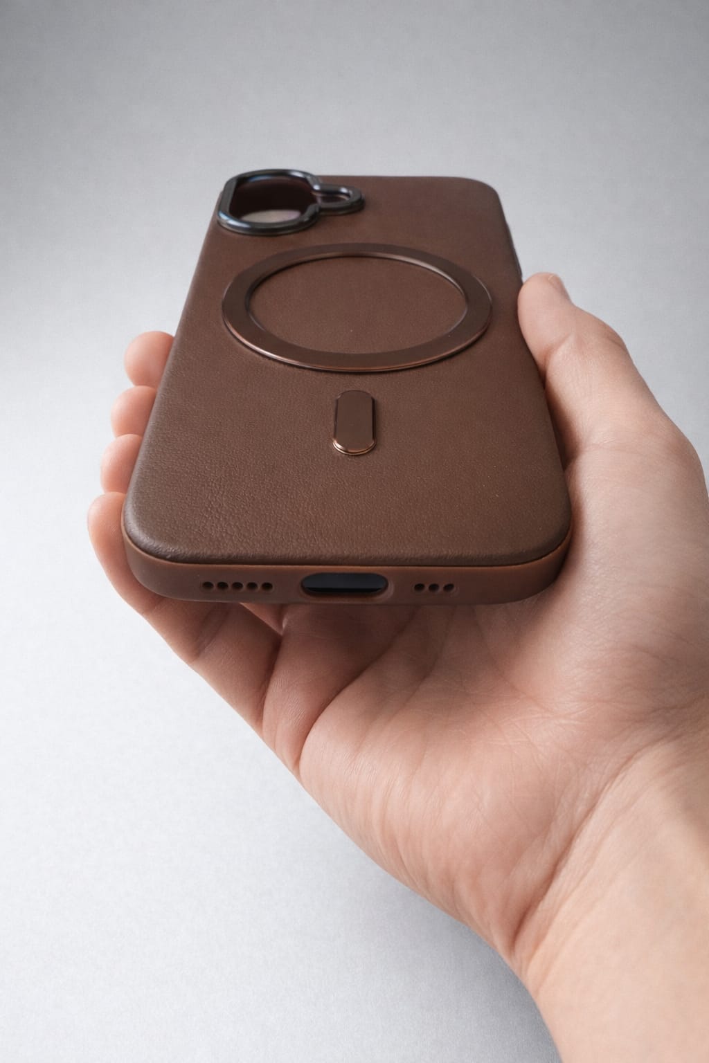 Compatible with IPhone 16 PU Leather MagSafe Case – Premium Magnetic Slim Cover (BROWN)