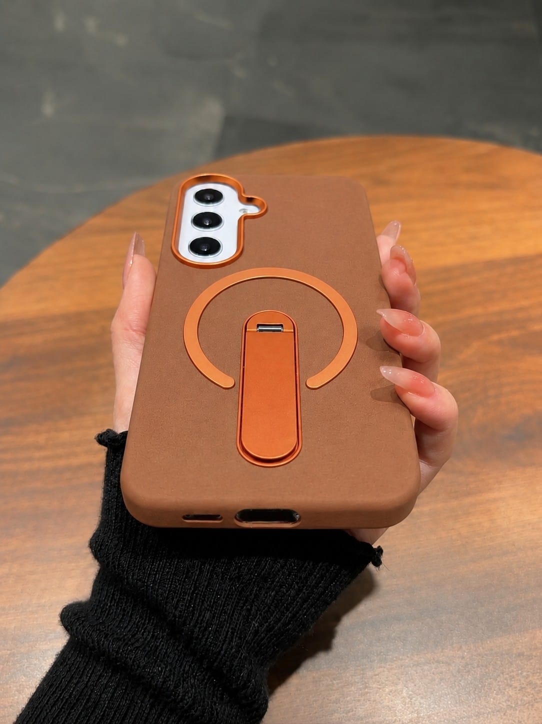 Compatible with Samsung Galaxy S26 Magnetic Kickstand Case – Premium Matte Back Cover (BROWN)