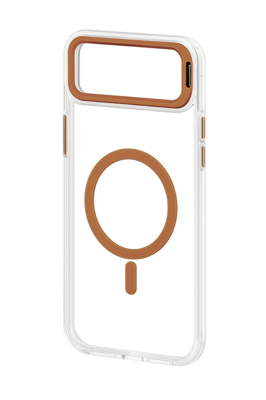 Transparent MagSafe Compatible Case for IPhone 17 Air with Metal Camera Ring (BROWN)