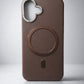 Compatible with IPhone 16 PU Leather MagSafe Case – Premium Magnetic Slim Cover (BROWN)