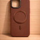 Compatible with IPhone 15 PU Leather MagSafe Case – Premium Magnetic Slim Cover (BROWN)