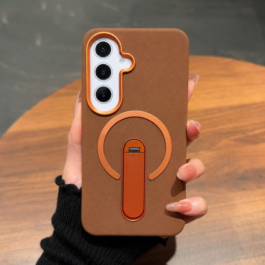 Compatible with Samsung Galaxy S26 Magnetic Kickstand Case – Premium Matte Back Cover (BROWN)