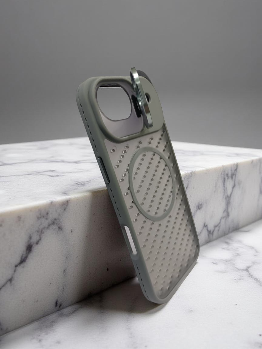 Compatible with IPhone 17 Air Shockproof Transparent Frosted PC Magnetic Magsafe Case | GREY