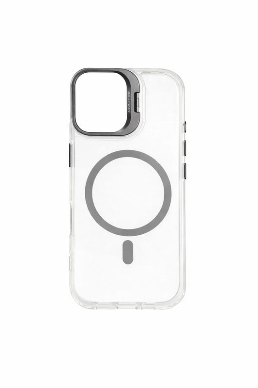 Transparent MagSafe Compatible Case for IPhone 17 with Metal Camera Ring (GREY)