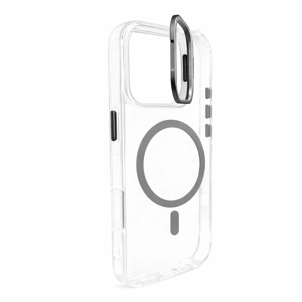 Transparent MagSafe Compatible Case for IPhone 17 with Metal Camera Ring (GREY)