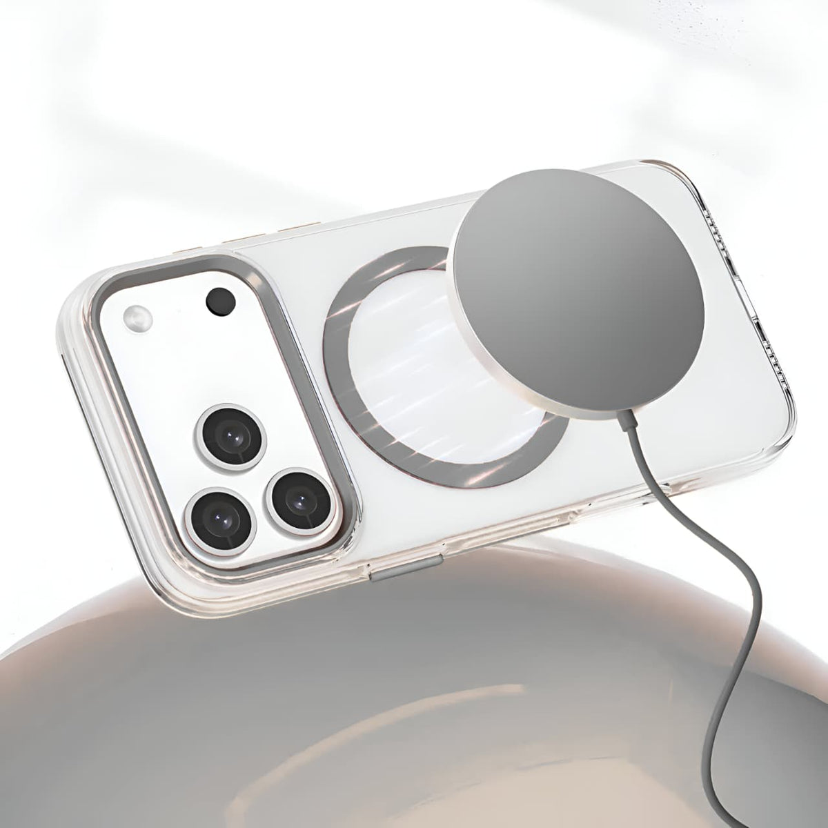 Transparent MagSafe Compatible Case for IPhone 17 Pro with Metal Camera Ring (GREY)