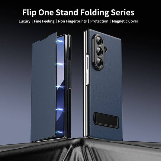 Compatible with Samsung Galaxy Z Fold 6 Kickstand PU Leather Case | NAVY BLUE
