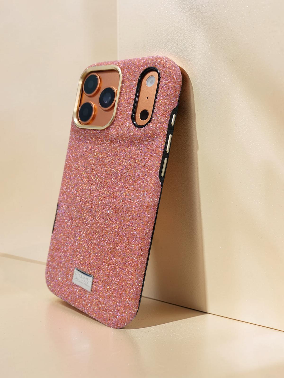 Compatible with IPhone 17 Pro Luxury Orange Glitter Protective Case