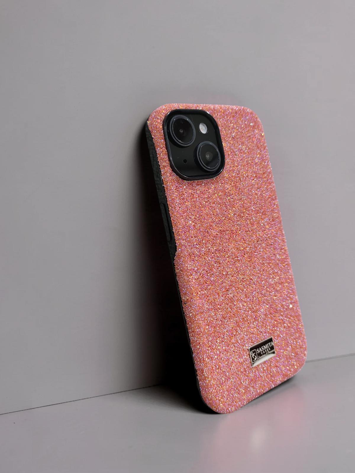 Compatible with IPhone 15 Luxury Orange Glitter Protective Case