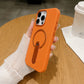 Premium PU Leather Kickstand Magnetic Case Compatible with IPhone 15 Pro | ORANGE