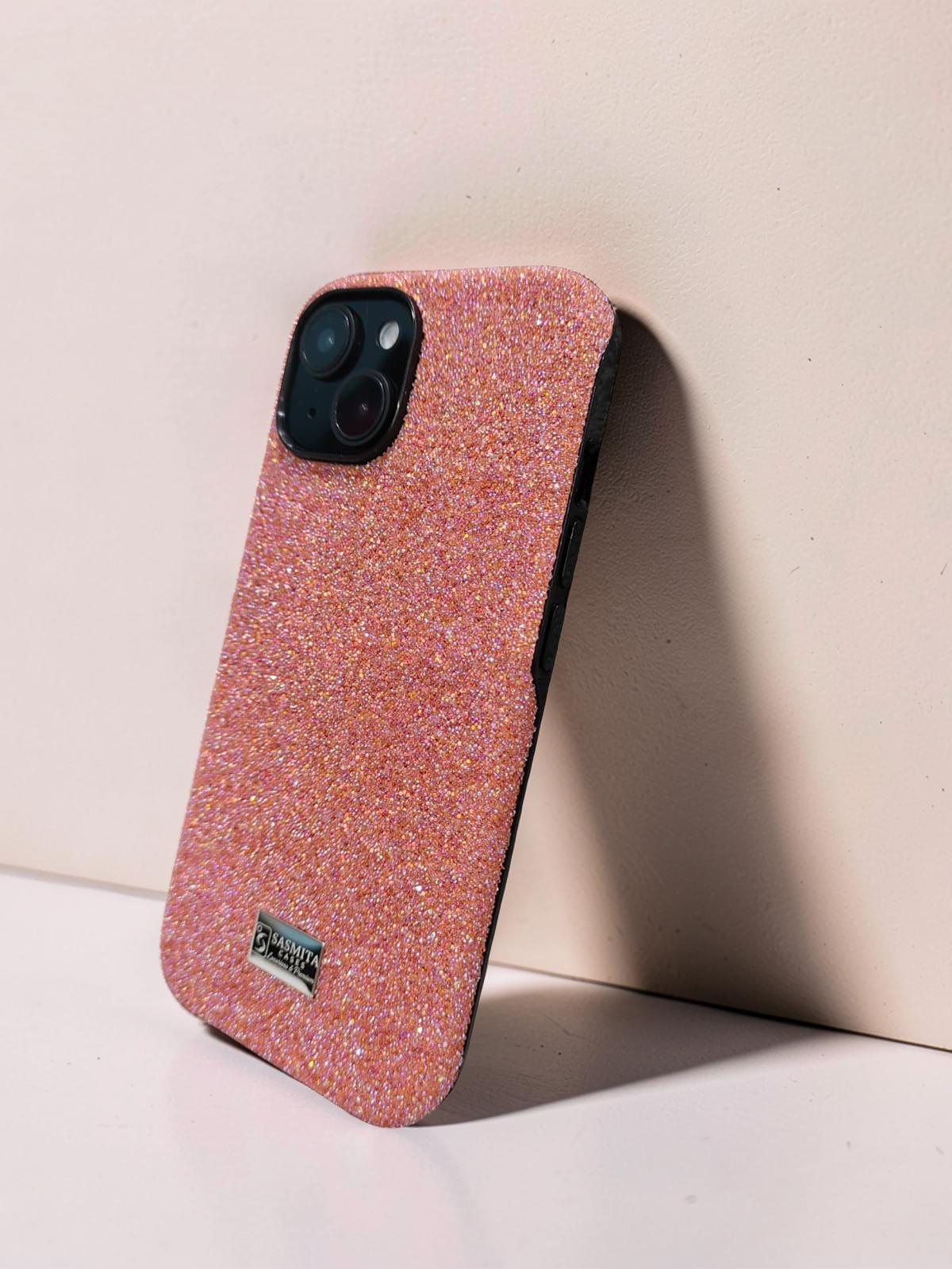 Compatible with IPhone 15 Luxury Orange Glitter Protective Case