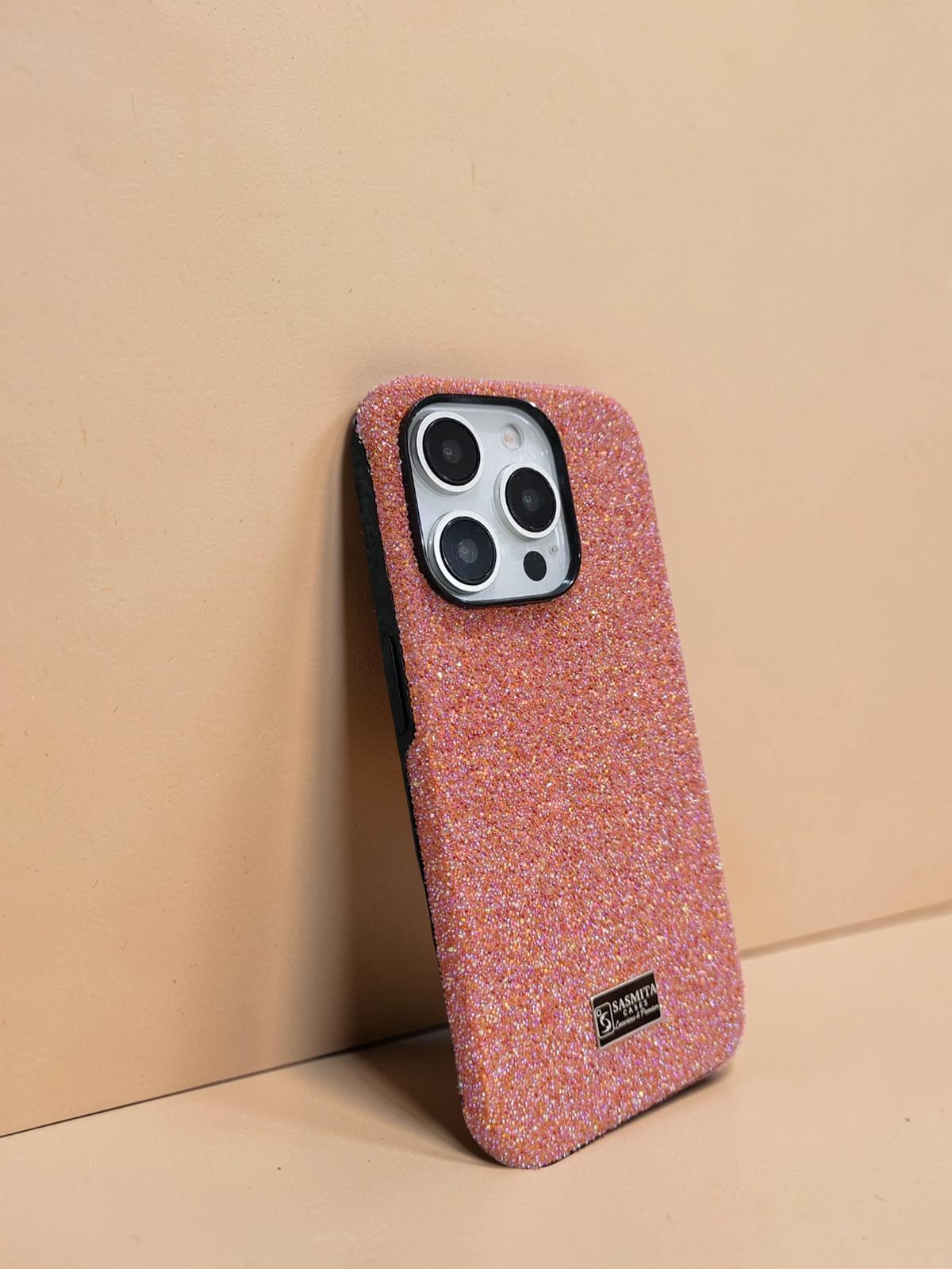 Compatible with IPhone 15 Pro Luxury Orange Glitter Protective Case