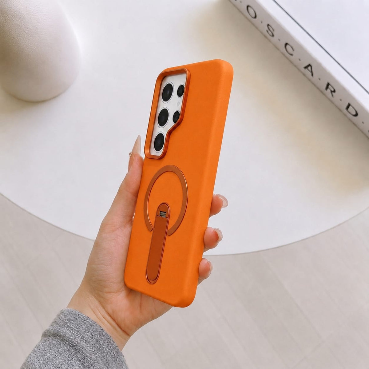 Compatible with Samsung Galaxy S26 Ultra Magnetic Kickstand Case – Premium Matte Back Cover (ORANGE)