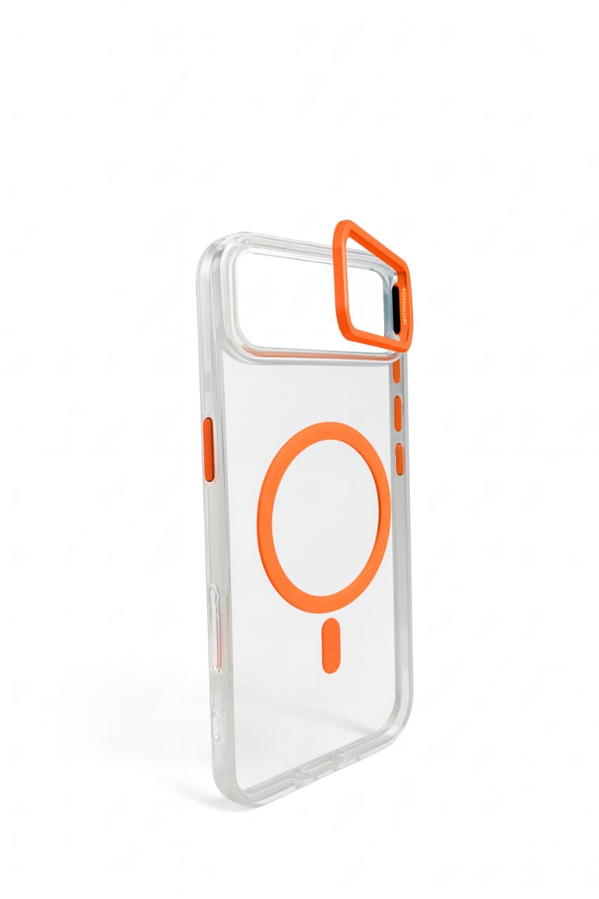 Transparent MagSafe Compatible Case for IPhone 17 Air with Metal Camera Ring (ORANGE)