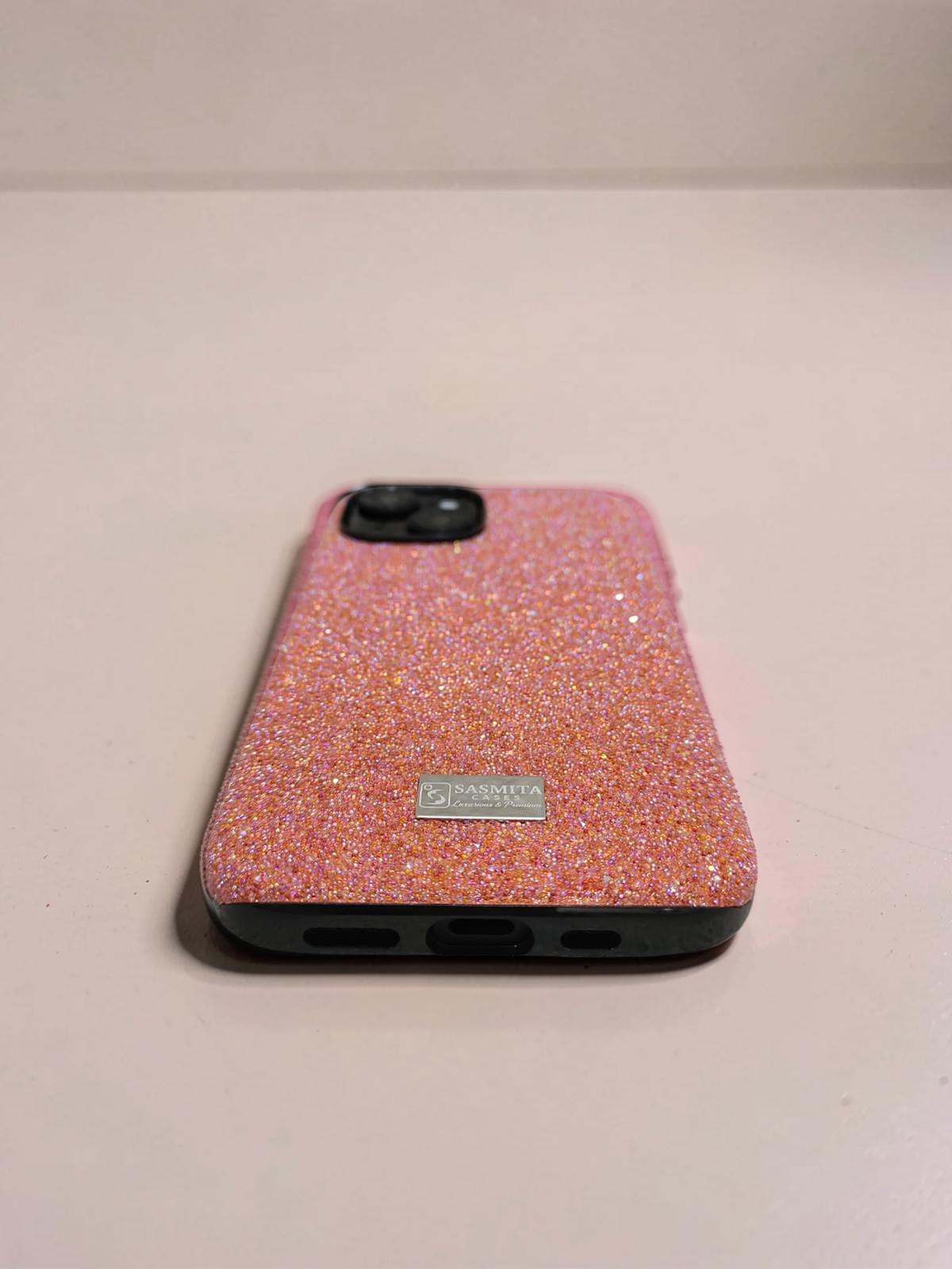 Compatible with IPhone 15 Luxury Orange Glitter Protective Case