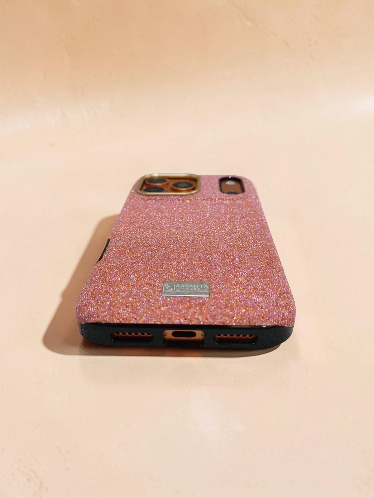 Compatible with IPhone 17 Pro Luxury Orange Glitter Protective Case