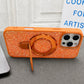 Luxury Crystal Magnetic Kickstand Case Compatible with IPhone 16 Pro Max (ORANGE)