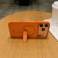 Premium PU Leather Kickstand Magnetic Case Compatible with IPhone 17 Pro | ORANGE