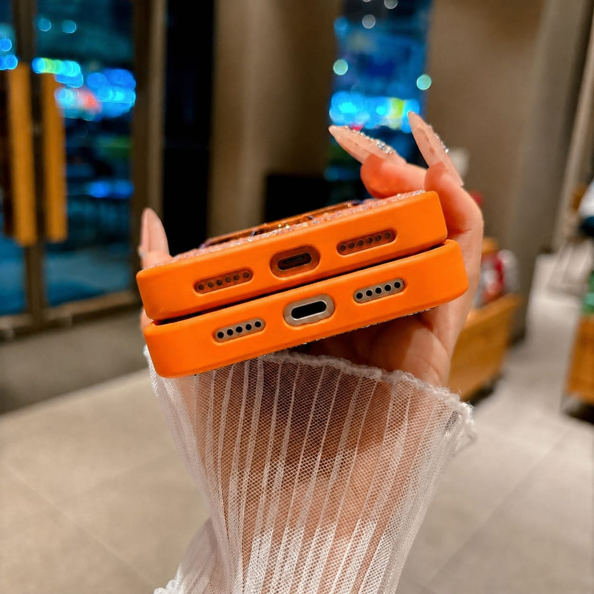 Luxury Crystal Magnetic Kickstand Case Compatible with IPhone 17 Pro Max (ORANGE)
