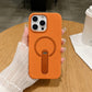 Premium PU Leather Kickstand Magnetic Case Compatible with IPhone 15 Pro Max | ORANGE