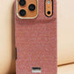 Compatible with IPhone 17 Pro Max Luxury Orange Glitter Protective Case