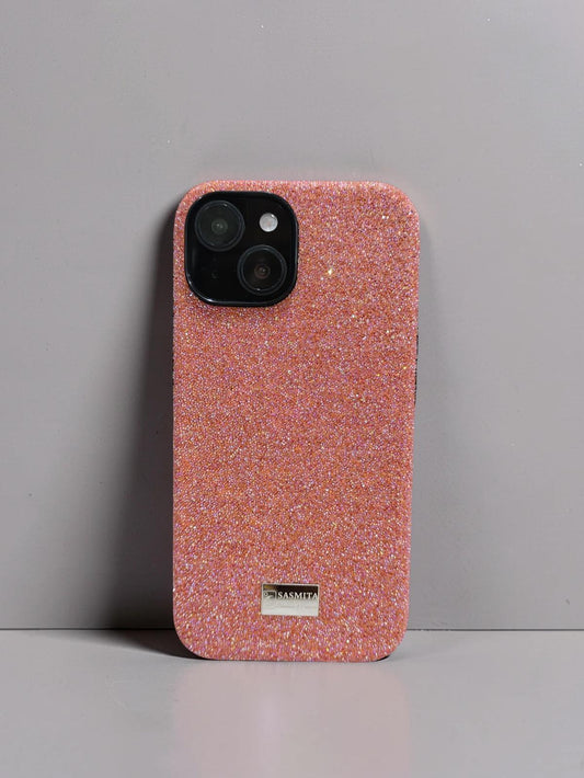 Compatible with IPhone 15 Luxury Orange Glitter Protective Case