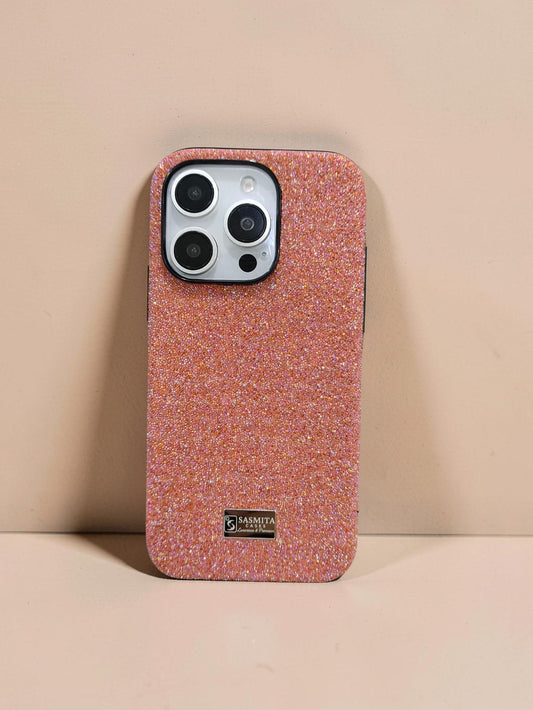 Compatible with IPhone 16 Pro Max Luxury Orange Glitter Protective Case