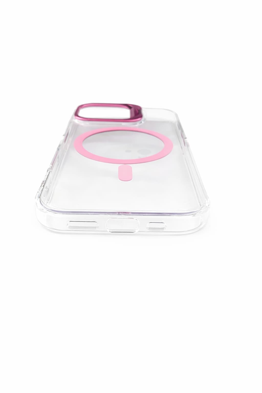 Transparent MagSafe Compatible Case for IPhone 17 with Metal Camera Ring (PINK)